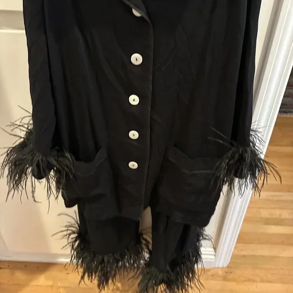 Party Pajamas Set with Detachable Feathers in Black